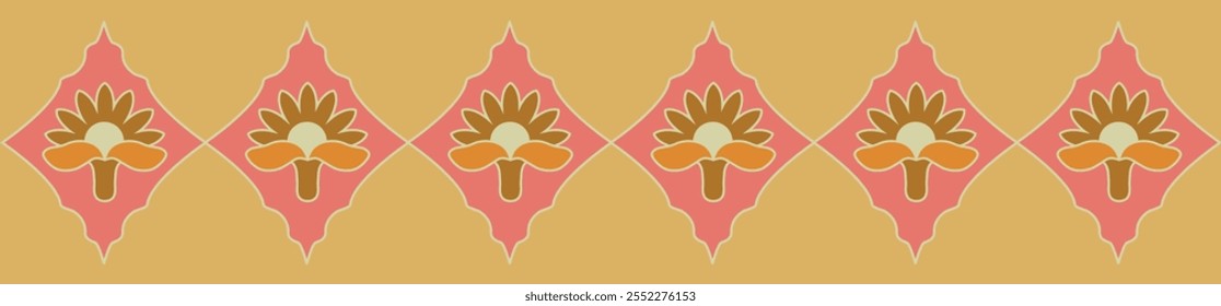 Abstract digital floral repeat border