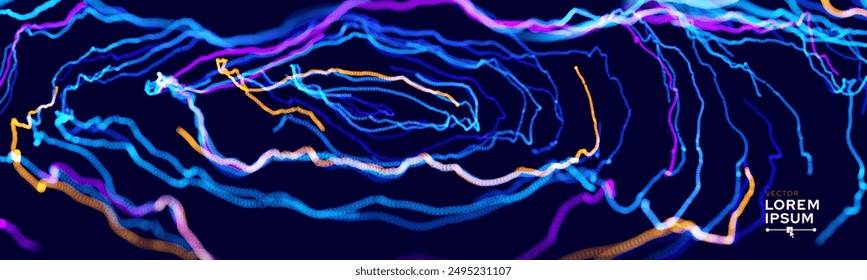 Abstract Digital Flow Lines Business or Science Background. Medical Research or Tech Innovation Online Webinar Presentation Event. Conference or Forum Vector Illustration Backdrop.
