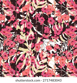 Abstractas diseño de flores digitales con pétalos vibrantes, Formas fluidas y texturas modernas, perfecto para la impresión de telas, la moda, la decoración del hogar, patrones sin costuras y proyectos textiles creativos.
