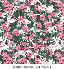 Abstract digital flower design featuring vibrant petals, flowing shapes, and modern textures, perfect for fabric printing, fashion, home decor, seamless patterns, and creative textile projects.