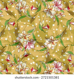 Abstractas diseño de flores digitales con pétalos vibrantes, Formas fluidas y estilo artístico, ideal para la impresión de telas, textiles de moda, Fondos de pantalla y patrones de superficie sin costuras.