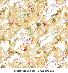 Abstract digital flower design with vibrant petals, flowing shapes, and modern artistic style, ideal for fabric printing, fashion textiles, and seamless surface patterns.