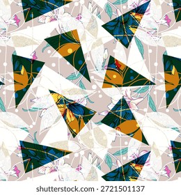 Abstractas diseño de flores digitales con pétalos vibrantes, Formas fluidas y estilo artístico moderno, ideal para la impresión de telas, textiles de moda y patrones de superficie sin costuras.
