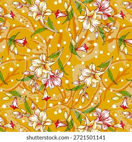 Abstract digital flower design with vibrant petals, flowing shapes, and modern artistic style, ideal for fabric printing, fashion textiles, and seamless surface patterns.