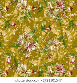 Abstract digital flower design with vibrant colors, flowing shapes, and modern artistic style, perfect for fabric printing, fashion textiles, wallpapers, and seamless patterns.
