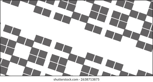 Abstract digital fractal pattern. Horizontal background with aspect ratio 16 : 9. Simple black and white wavy halftone pattern.