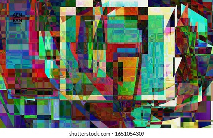 Textura vectorial artística de cuadro digital abstracta.Patrón ondulado multicolor que se solapa con formas filtradas degradadas. Vibrante efecto luz vidriera o pintura arte cubismo. Plantilla de portada del libro.