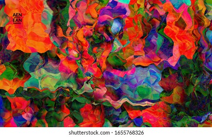 Textura vectorial artística de cuadro digital abstracta. Patrón ondulado multicolor que se solapa con formas filtradas degradadas. Vibrante efecto luz vidriera o pintura arte cubismo. Plantilla de portada del libro.