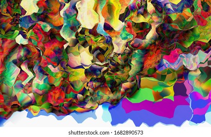 Textura vectorial artística de cuadro digital abstracta.Patrón ondulado multicolor que se solapa con formas filtradas degradadas. Vibrante efecto luz vidriera o pintura arte cubismo. Plantilla de portada del libro.