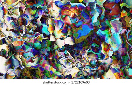 Abstract digital frame artistic vector texture. Multicolored wavy pattern overlapping gradient  filtered shapes. Vibrant light effect stained glass window or cubism art painting. Book cover template.