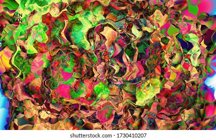 Abstract digital frame artistic vector texture. Multicolored wavy pattern overlapping gradient  filtered shapes. Vibrant light effect stained glass window or cubism art painting. Book cover template.