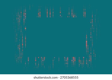 Quadro digital abstrato com pontos hexagonais e circulares coloridos em um fundo azul escuro, padrão geométrico moderno para conceitos de tecnologia e dados