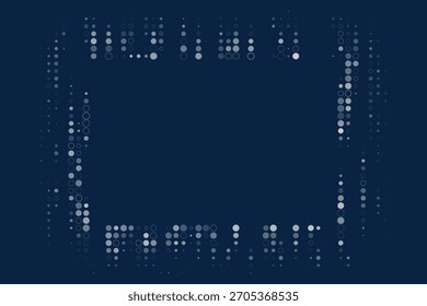 Abstract digital frame with geometric circles and dots on a dark blue background, modern technology pattern design