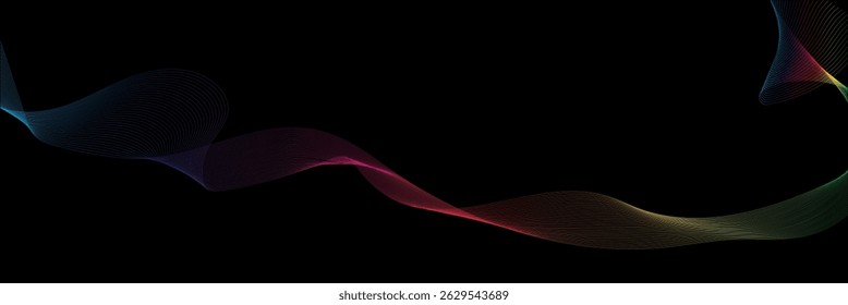Abstract digital future technology concept blue smooth lines background. Wavy curve lines and . frequency sound wave, twisted curve lines background. Banner design
