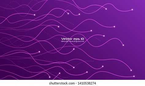 Abstract digital future wave lines vector background in circle shape.Neural networks design, AI concept. Vector connecting particle tails. Small particles strive to each other. 