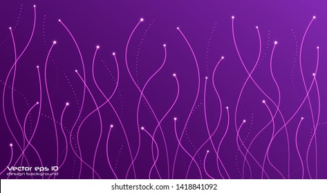 Abstract digital future wave lines vector background in circle shape.Neural networks design, AI concept. Vector connecting particle tails. Small particles strive to each other. 