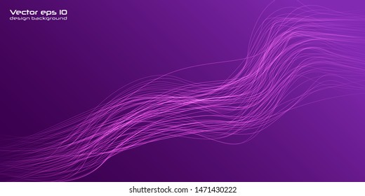 Abstract digital future wave lines vector background in circle shape.Neural networks design, AI concept. Vector connecting particle tails. Small particles strive to each other. 