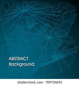 Abstract digital futuristic universal background in dark blue marine colors with lines polygons abstract umbrella or world web