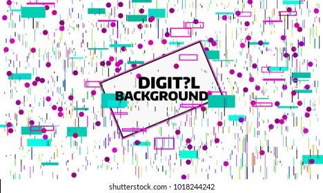Abstract digital geometric background. Bright color data chaos. Glitch and noise defect and distortion banner