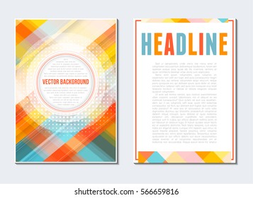 Abstract digital geometric modern bright color backgrounds. Back and front flyer template. Cover design template layout for corporate business book, booklet, brochure, poster and other. Vector
