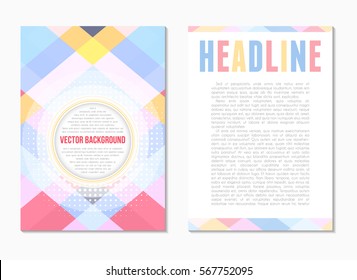 Abstract digital geometric modern bright color backgrounds. Back and front flyer template. Cover design template layout for corporate business book, booklet, brochure, poster and other. Vector