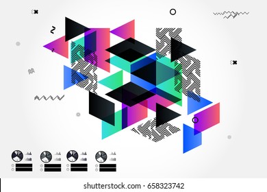 Abstract digital geometric trendy background. With place for your message. Business or tech presentation, cover template