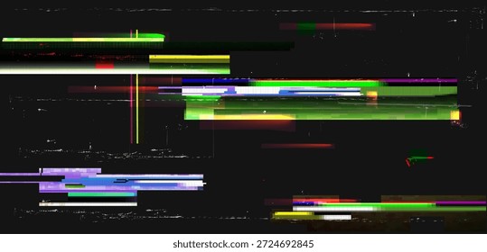 Abstrakter digitaler Glitch Art-Hintergrund mit lebendigem beschädigtem Signalrauschen und Pixel-Verzerrungseffekt Dynamic Tech Overlay Textur Moderne visuelle Grafik