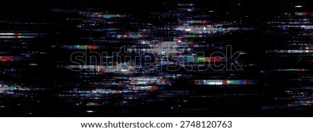Abstract digital glitch background with colorful horizontal signal interference lines. Cyber distorted texture for modern web design, gaming UI and tech concept. Motion stream effect.