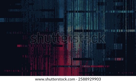 Abstract digital glitch background with vertical lines and pixel texture. Vector illustration design for web banner. cyberpunk theme.