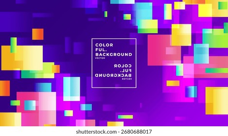Abstractas fondo digital con cuadrados coloridos vibrantes. Ilustración vectorial futurista que representa el flujo de datos, la tecnología y el movimiento.