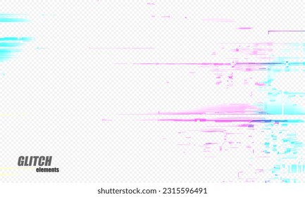 Abstract digital glitch on transparency background. Vector illustration.