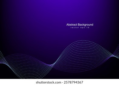Abstract digital glowing wave lines on dark blue background. Dynamic wave pattern. Modern flowing wavy lines. Futuristic technology concept. Suit for banner, poster, cover, brochure, flyer, website