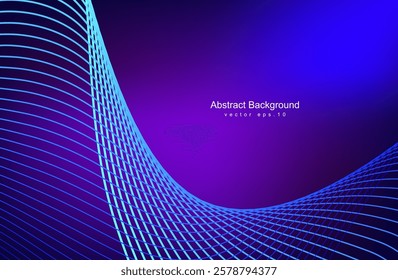 Abstract digital glowing wave lines on dark blue background. Dynamic wave pattern. Modern flowing wavy lines. Futuristic technology concept. Suit for banner, poster, cover, brochure, flyer, website