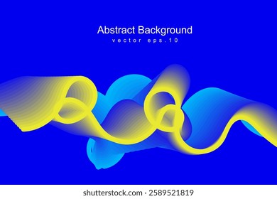 Abstract digital glowing wave lines on dark blue background. Dynamic wave pattern. Modern flowing wavy lines. Futuristic technology concept. Suit for banner, poster, cover, brochure, flyer, website 