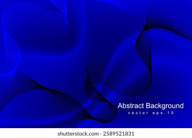 Abstract digital glowing wave lines on dark blue background. Dynamic wave pattern. Modern flowing wavy lines. Futuristic technology concept. Suit for banner, poster, cover, brochure, flyer, website 