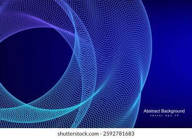 Abstract digital glowing wave lines on dark blue background. Dynamic wave pattern. Modern flowing wavy lines. Futuristic technology concept. Suit for banner, poster, cover, brochure, flyer, website 