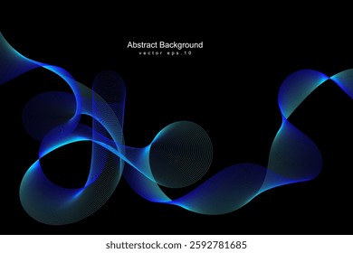 Abstract digital glowing wave lines on dark blue background. Dynamic wave pattern. Modern flowing wavy lines. Futuristic technology concept. Suit for banner, poster, cover, brochure, flyer, website 
