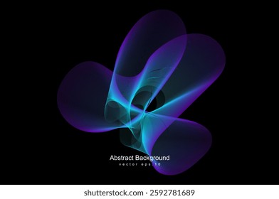 Abstract digital glowing wave lines on dark blue background. Dynamic wave pattern. Modern flowing wavy lines. Futuristic technology concept. Suit for banner, poster, cover, brochure, flyer, website 