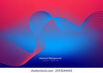 Abstract digital glowing wave lines on dark blue background. Dynamic wave pattern. Modern flowing wavy lines. Futuristic technology concept. Suit for banner, poster, cover, brochure, flyer, website 