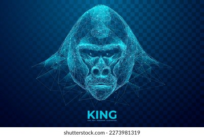 Abstract digital gorilla. Low poly wireframe vector illustration. Wild animal.3D technology vector illustration.         