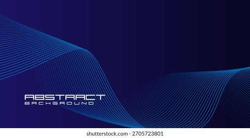 Abstract digital graphic background with blue-navy wavy lines on a deep background to create a modern and dimensional atmosphere.