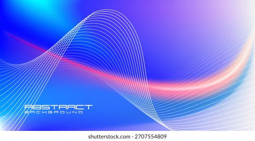 Abstrakter digitaler grafischer Hintergrund mit transparenten wellenförmigen Linien, die in hellen Farben über den Hintergrund fließen und eine moderne und dimensionale Atmosphäre schaffen.