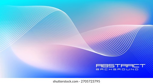 Abstrato gráfico digital azul céu fundo. Duas linhas brancas onduladas organizadas em um padrão de onda gradual que atravessa o centro da imagem.
