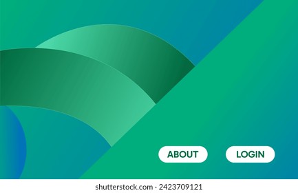 Abstract digital graphic features overlapping curved shapes in shades of green and turquoise - Vector