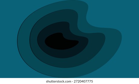 Un gráfico digital abstracto con Formas concéntricas en capas en diferentes tonos de azul oscuro y negro, creando una sensación de profundidad y un efecto de vórtice sutil y arremolinado contra un sólido fondo verde azulado oscuro