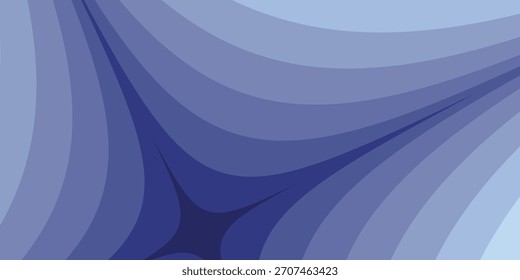 Un gráfico digital abstracto con bandas curvas y fluidas en tonos de azul y púrpura. Las líneas convergen hacia un punto central, oscuro, similar a una estrella, creando una sensación de profundidad.