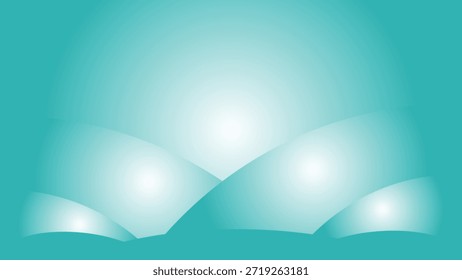 Um gráfico digital abstrato com um fundo verde hortelã com um gradiente sutil, realçado por várias formas brancas macias e brilhantes que se assemelham a colinas ou montes rolantes, criando um ambiente sereno e moderno