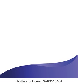 Um gráfico digital abstrato com um fundo branco e uma única onda curva e abrangente na parte inferior em um gradiente roxo escuro e azul, oferecendo amplo espaço de cópia.