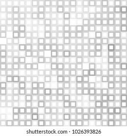 Abstract digital gray white background with mesh of squares or pixel. Mosaic. Geometric template.