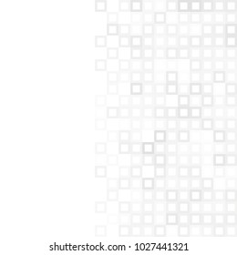 Abstract digital gray white background with mesh of squares or pixel. Mosaic. Geometric template. White space for your text or design.